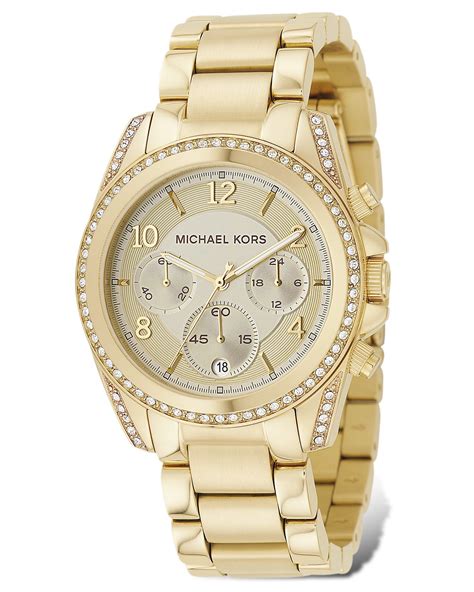 bloomingdales michael kors gold watch|Michael Kors leather watch.